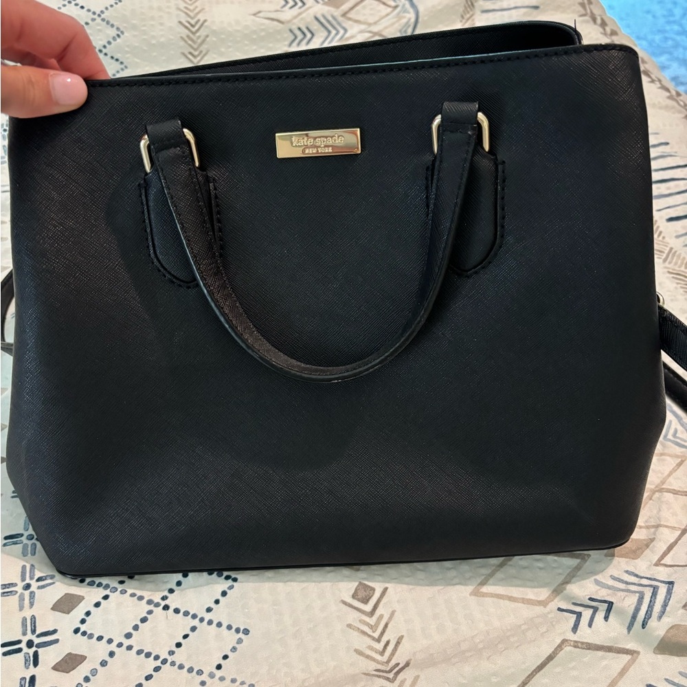 Kate Spade Black Satchel with Gold Accents
